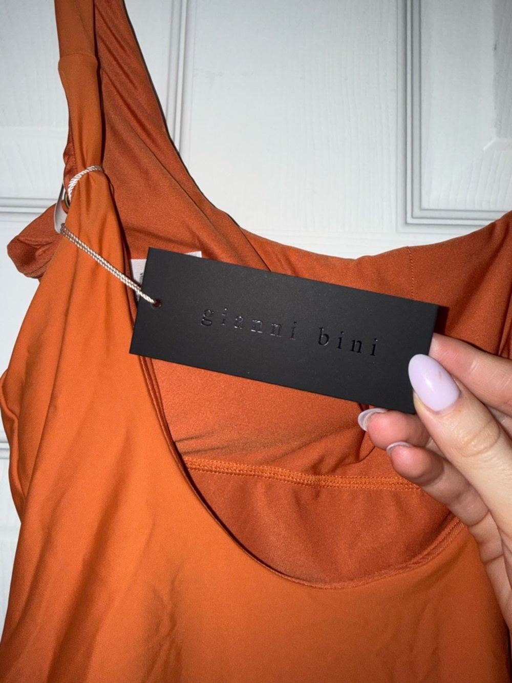 Gianni Bini Embellished Orange One-Piece Swimsuit - Picture 6 of 7